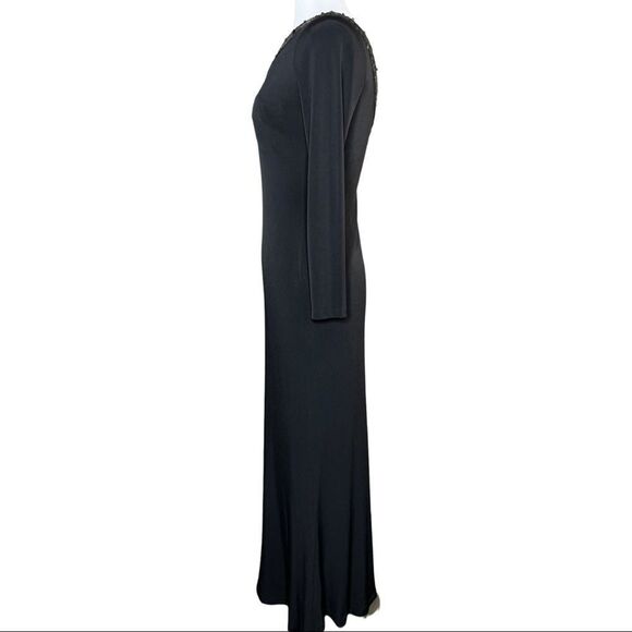 Calvin klein One Shoulder Single Sleeve Sexy Sequin Trim Floor Length Dress Gown - Picture 8 of 11